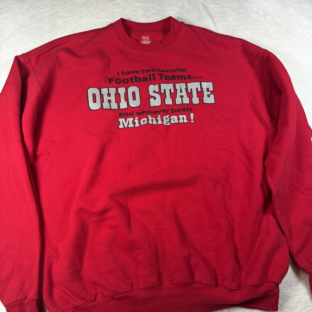 Ohio State Buckeyes Sweatshirt Mens Large Red NCAA Football Crewneck Pullover